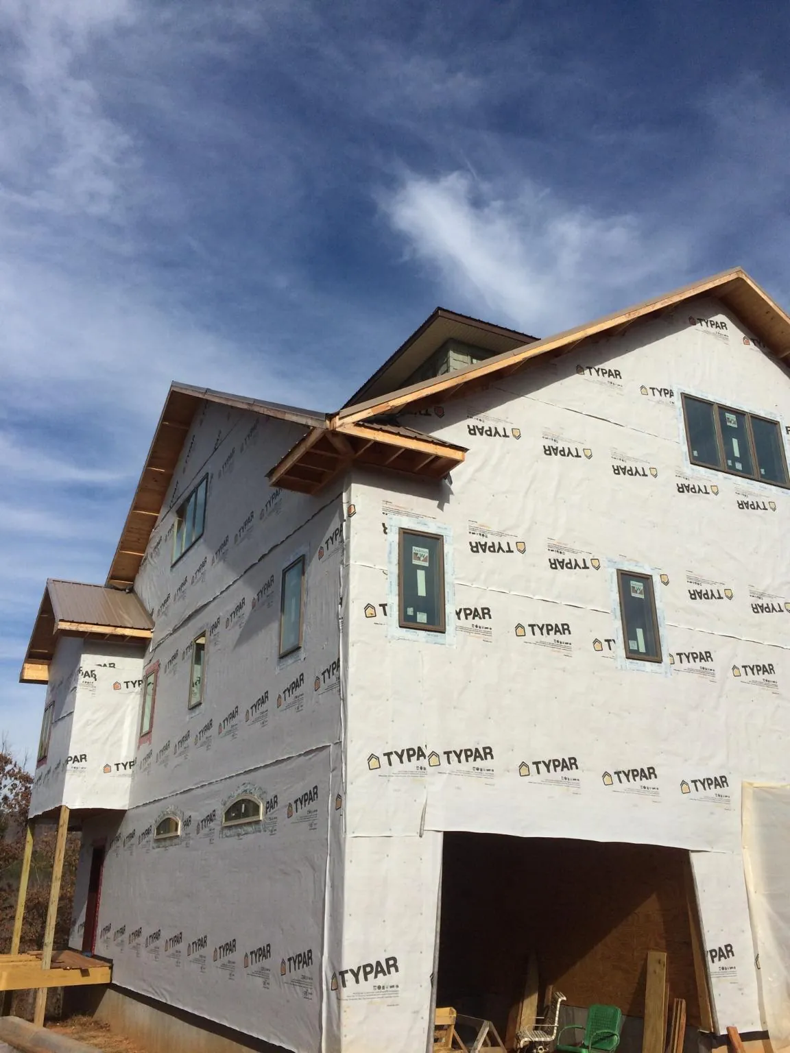 Stick built house wrapped in Typar with new roof framing and dormers in Shippensburg